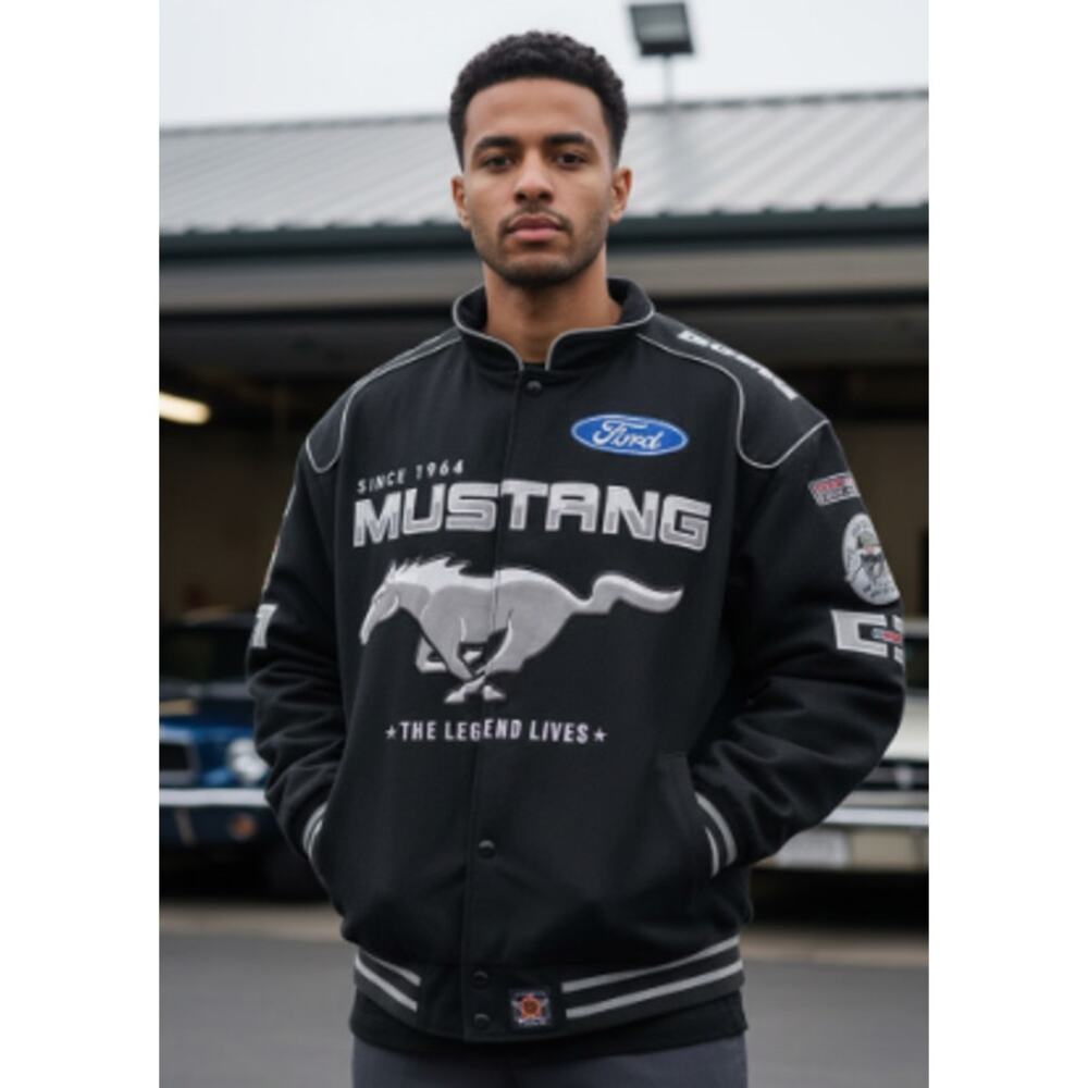 Vintage Jeff Hamilton JH Designs Ford Mustang 40th Cobra SVT Racing Jacket XL